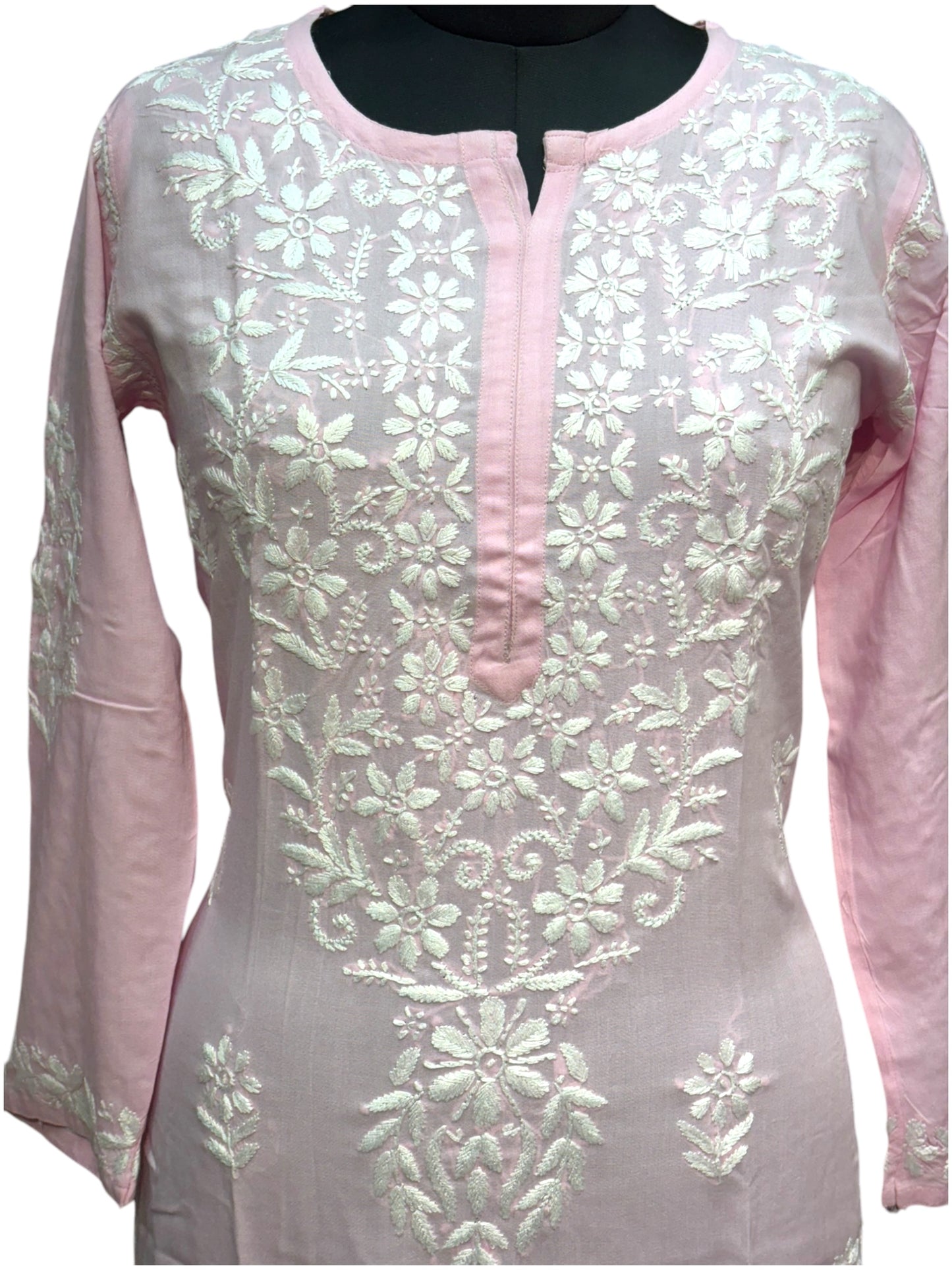 Modal Chikankari Kurti with Delicate White Embroidery