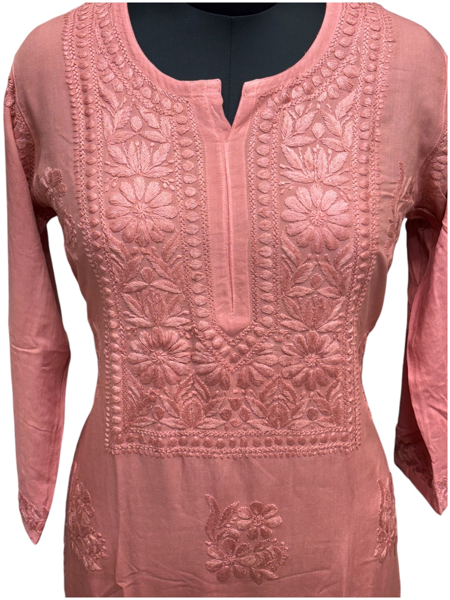 Elegant Chikankari Modal Kurti with Resham Thread 3D Embroidery