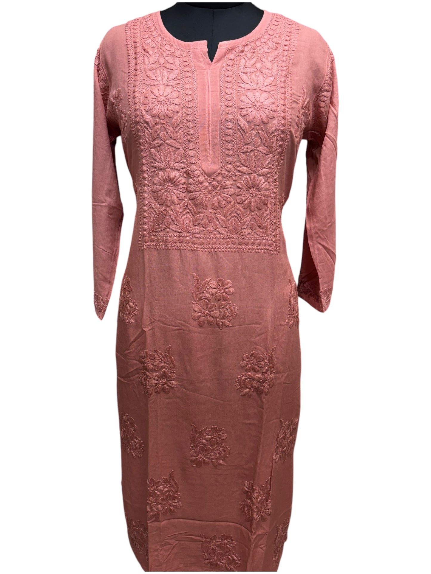 Elegant Chikankari Modal Kurti with Resham Thread 3D Embroidery