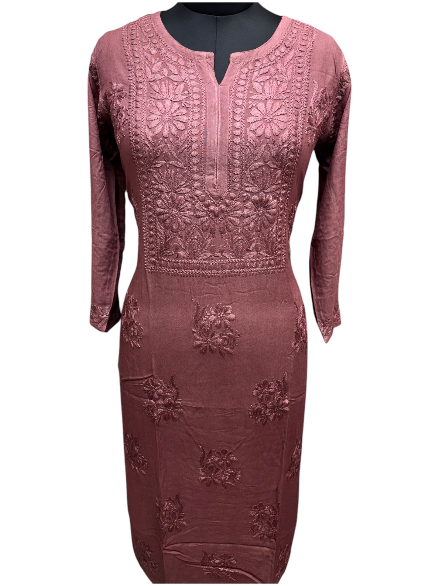 Elegant Chikankari Modal Kurti with Resham Thread 3D Embroidery