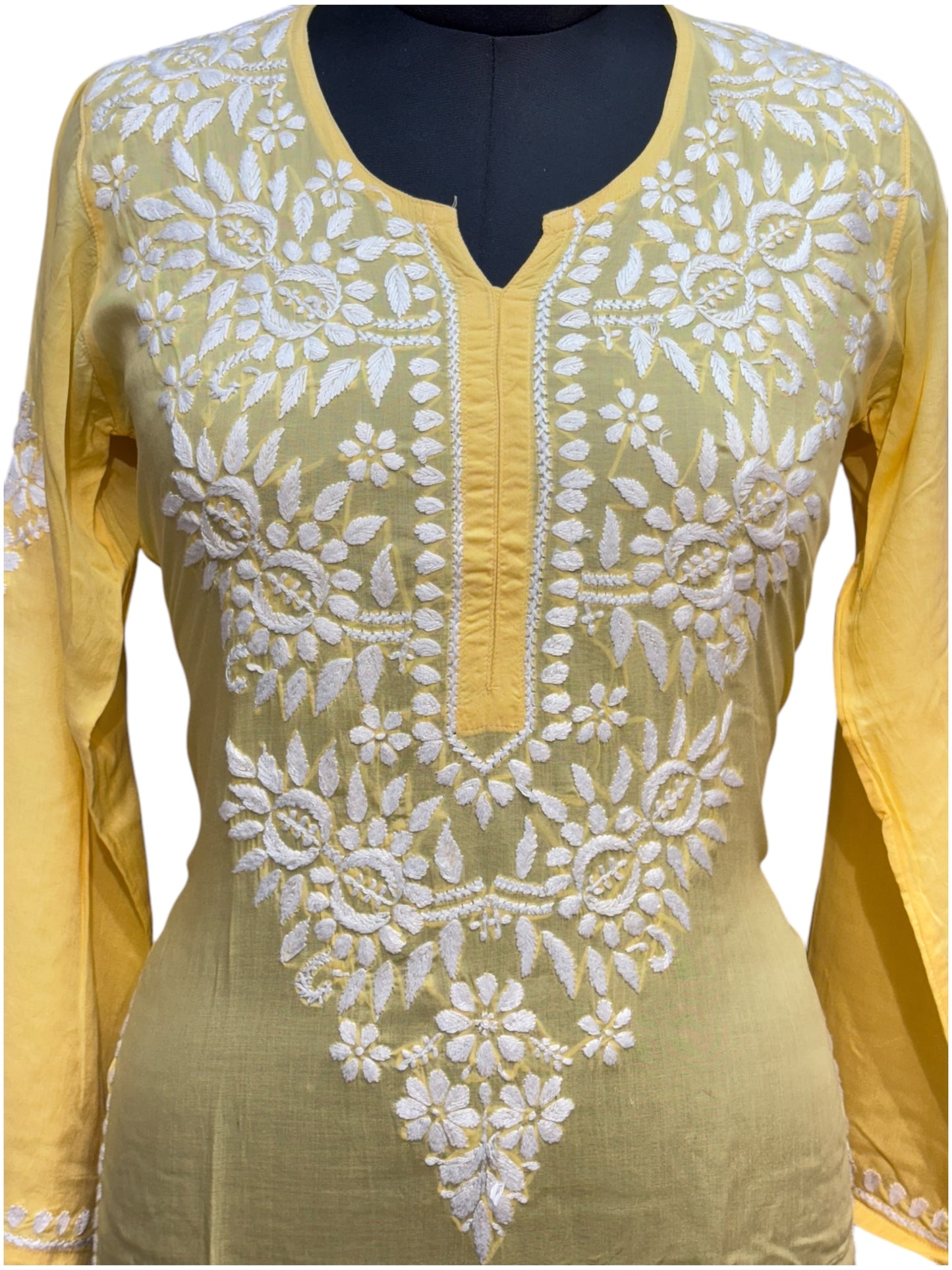 Modal Chikankari Kurti with Delicate White Embroidery