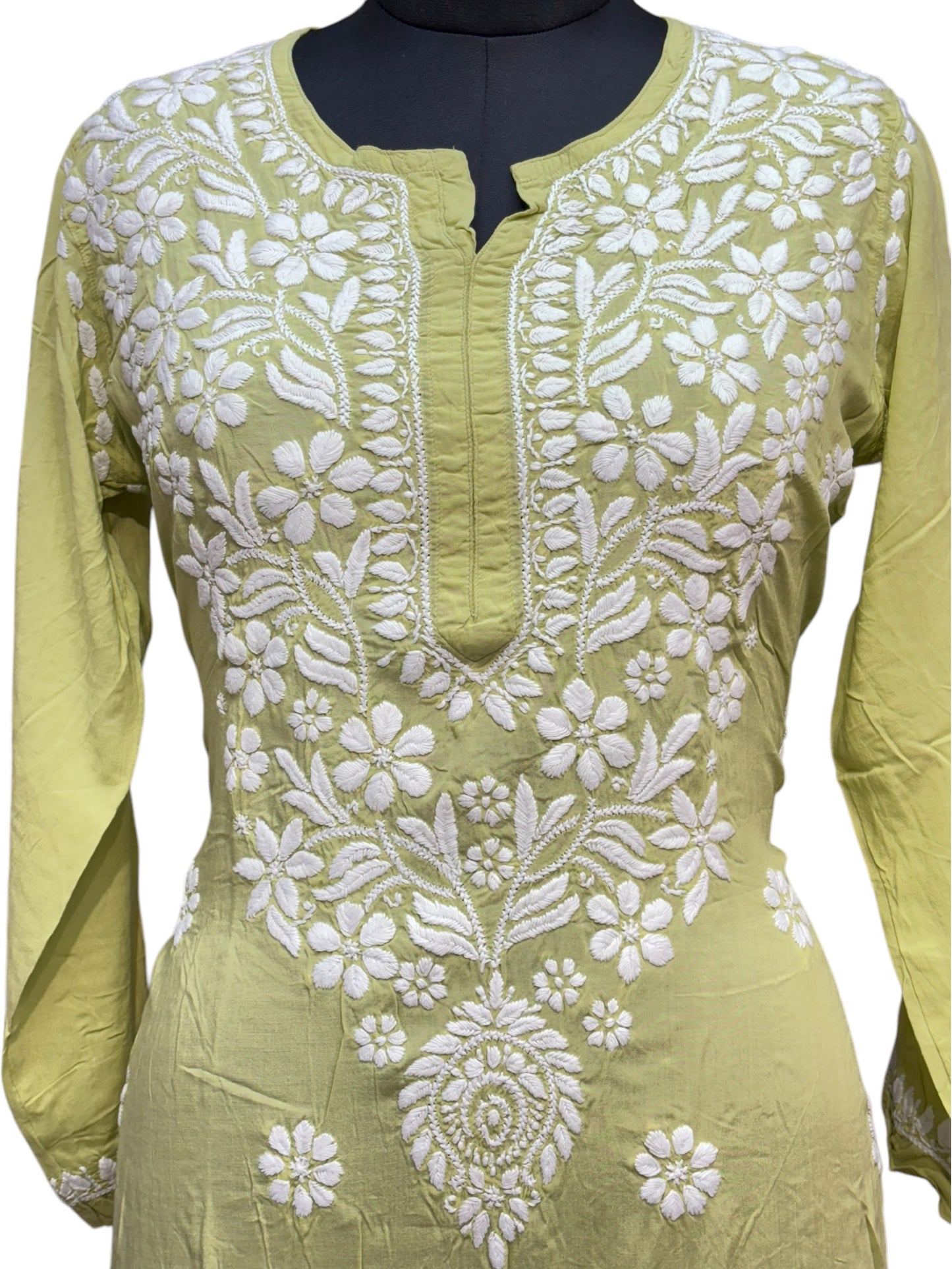 Modal Chikankari Kurti with Delicate White Embroidery