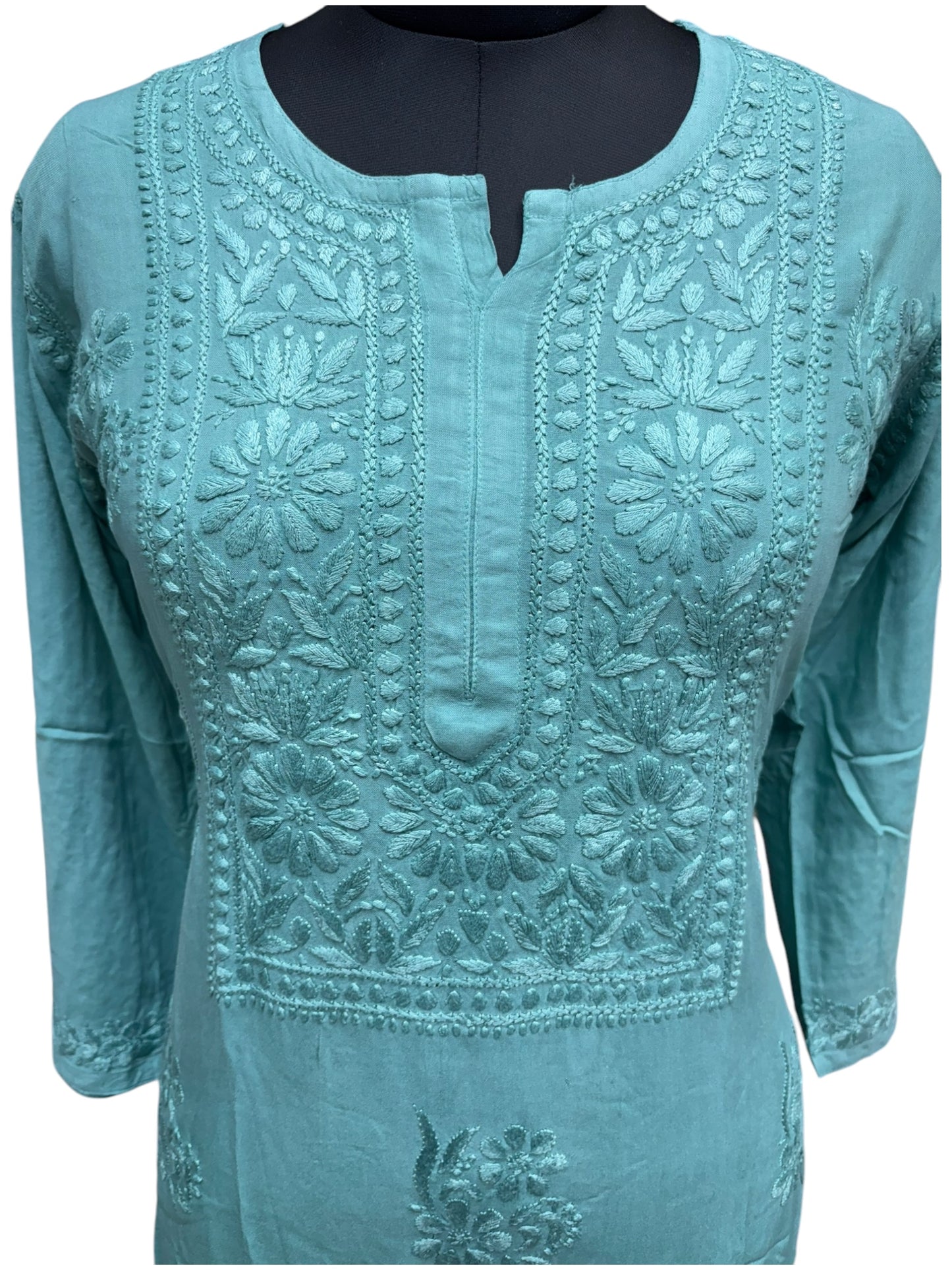 Elegant Chikankari Modal Kurti with Resham Thread 3D Embroidery