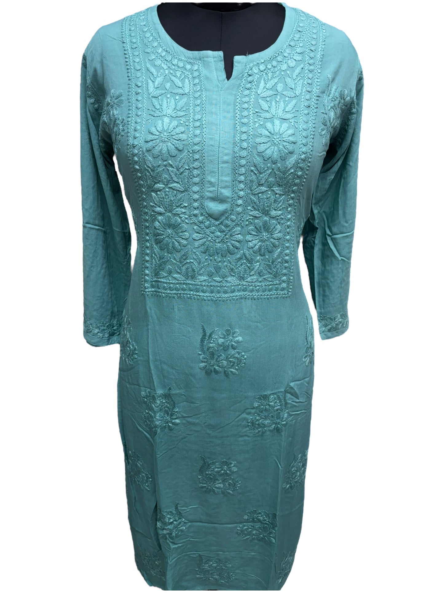 Elegant Chikankari Modal Kurti with Resham Thread 3D Embroidery