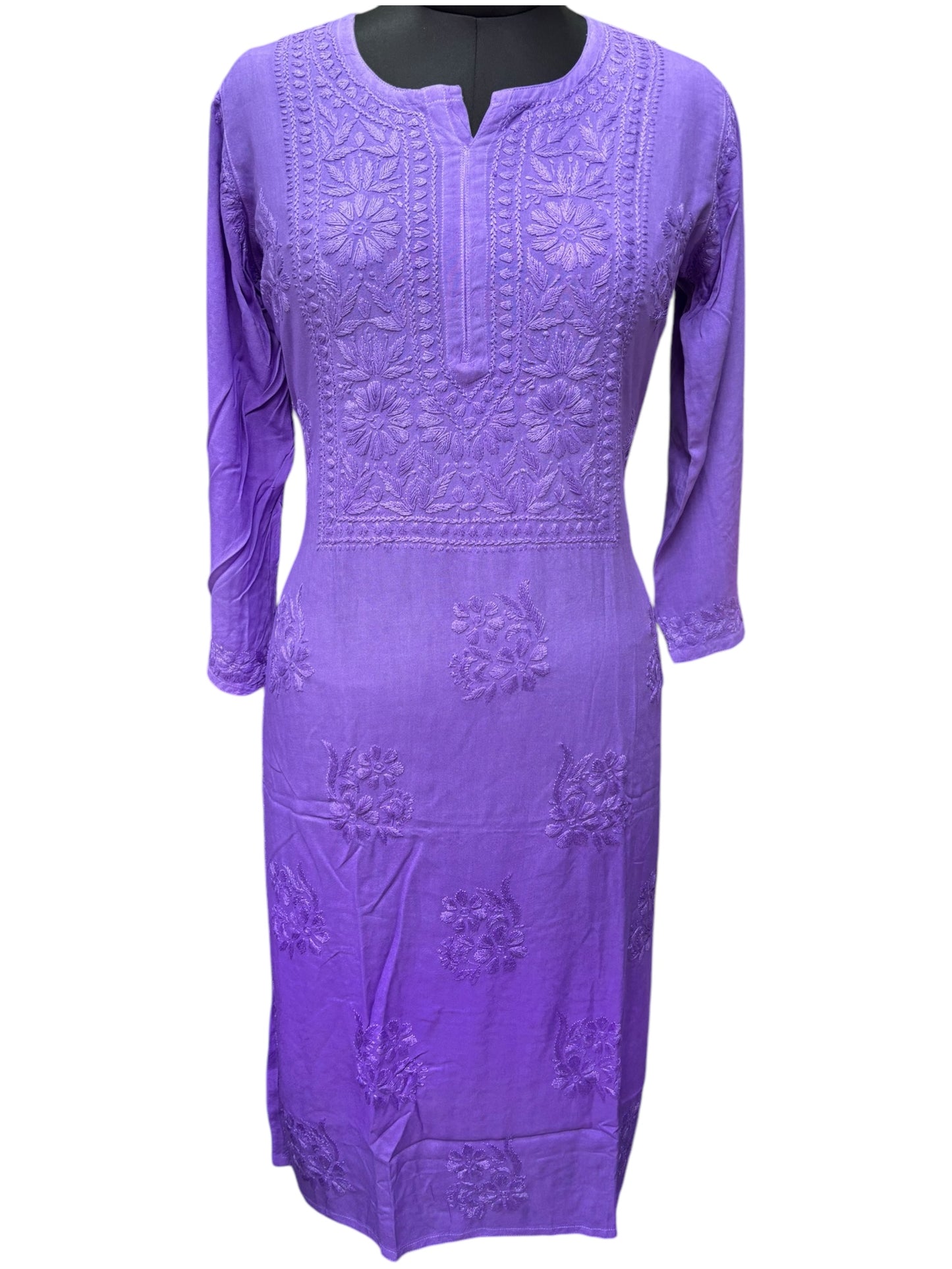 Elegant Chikankari Modal Kurti with Resham Thread 3D Embroidery