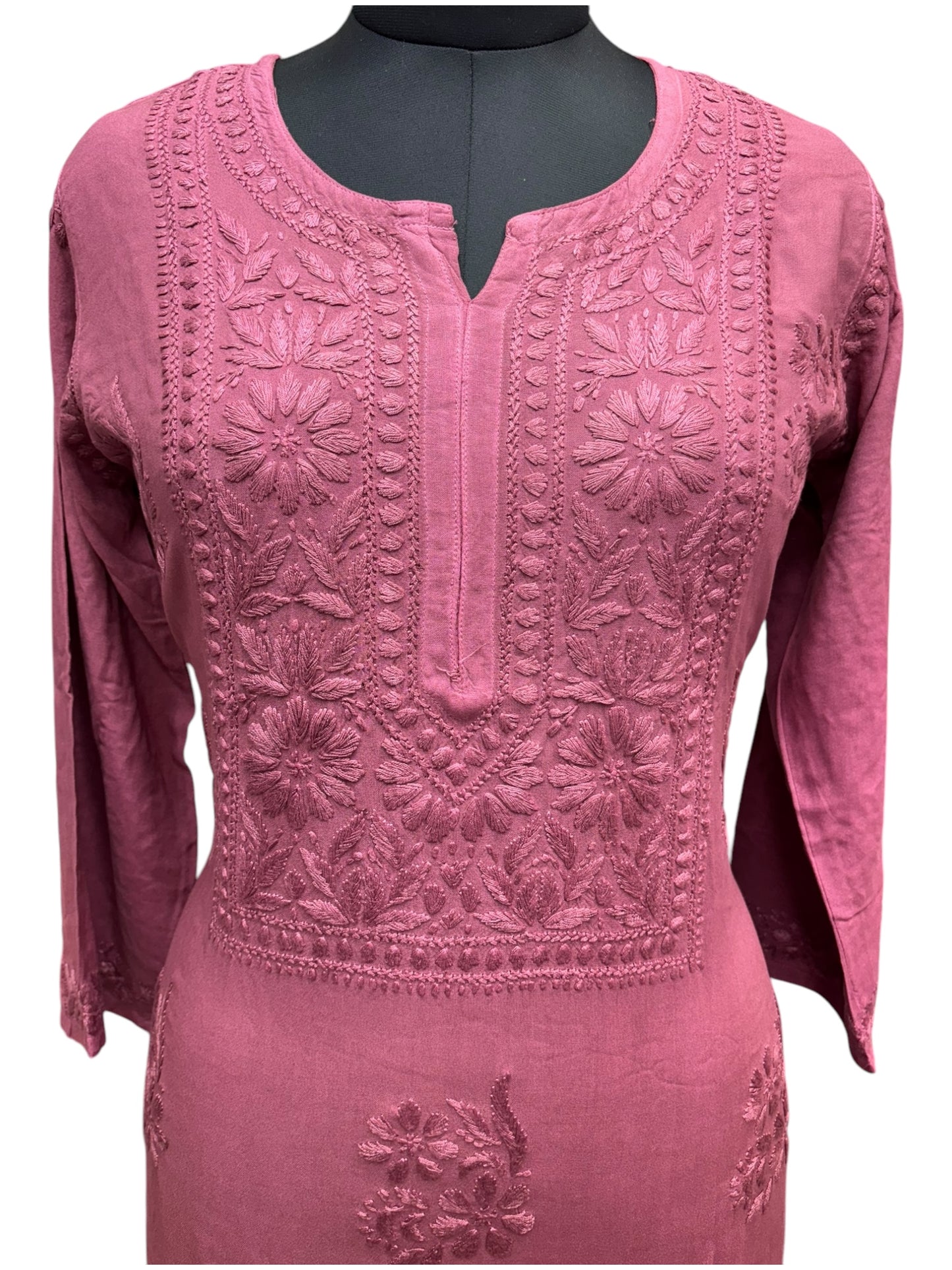 Elegant Chikankari Modal Kurti with Resham Thread 3D Embroidery