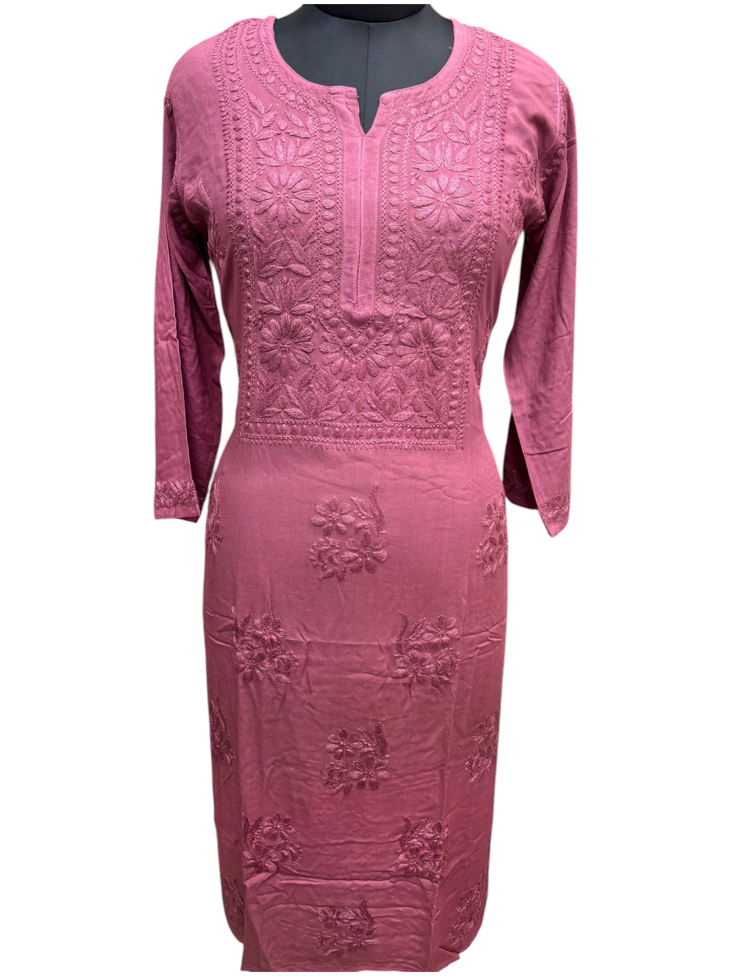 Elegant Chikankari Modal Kurti with Resham Thread 3D Embroidery