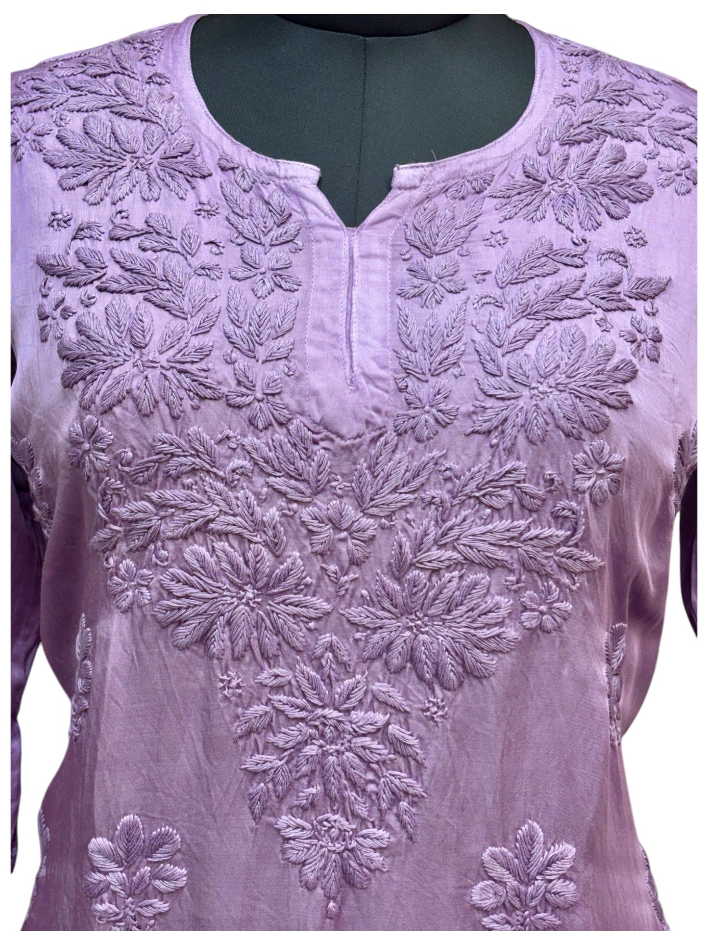Premium Modal Satin Short Kurti With 3D Embroidery