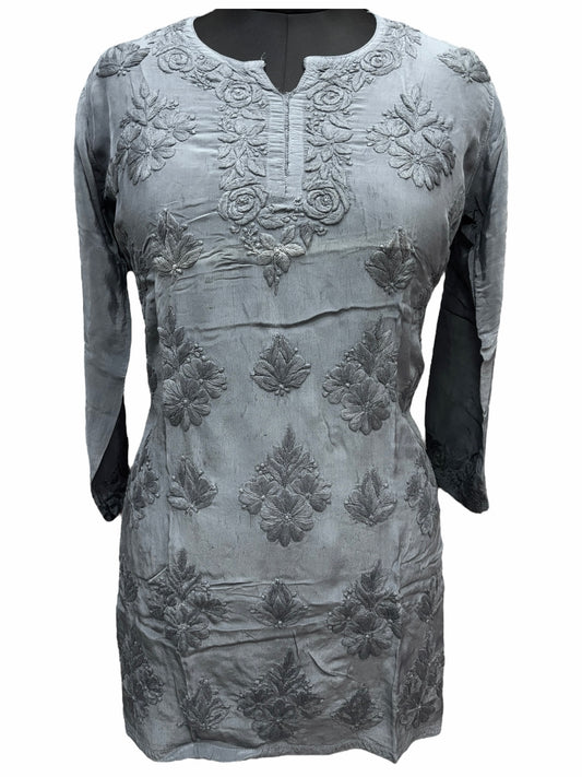 Premium American Crepe Short Top With 3D Embroidery - Experience Unique Elegance