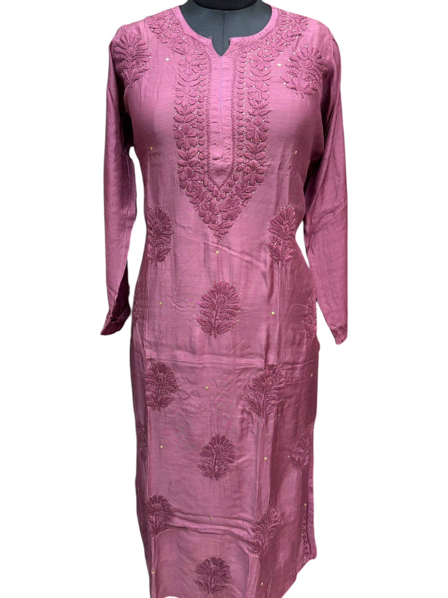 Stunning Muslin Kurti with Mukaish & Self-Thread 3D Embroidery