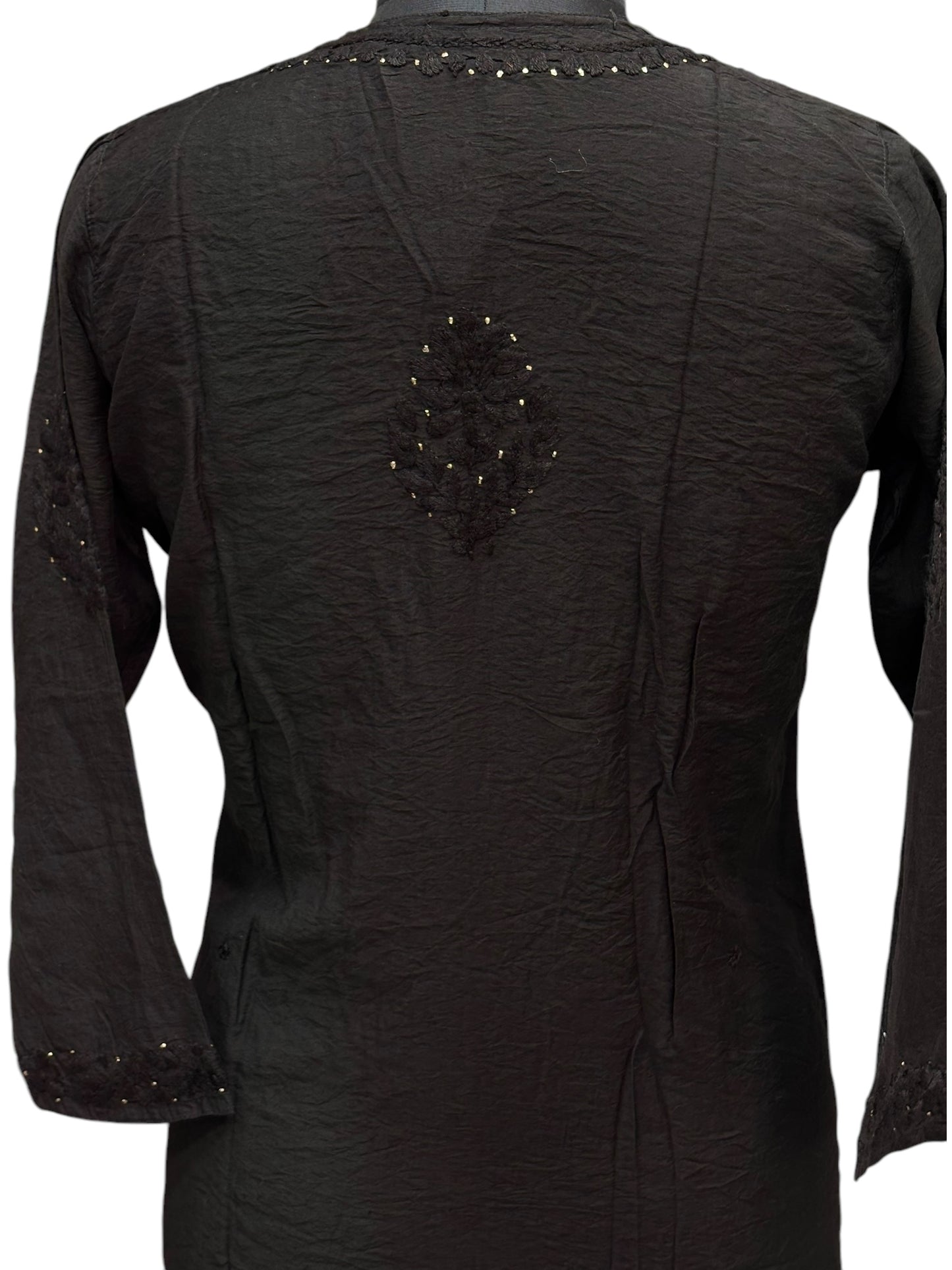 Luxurious Silk Black Kurti with Mukaish & intricate Resham Embroidery– Unveiling Timeless Artistry