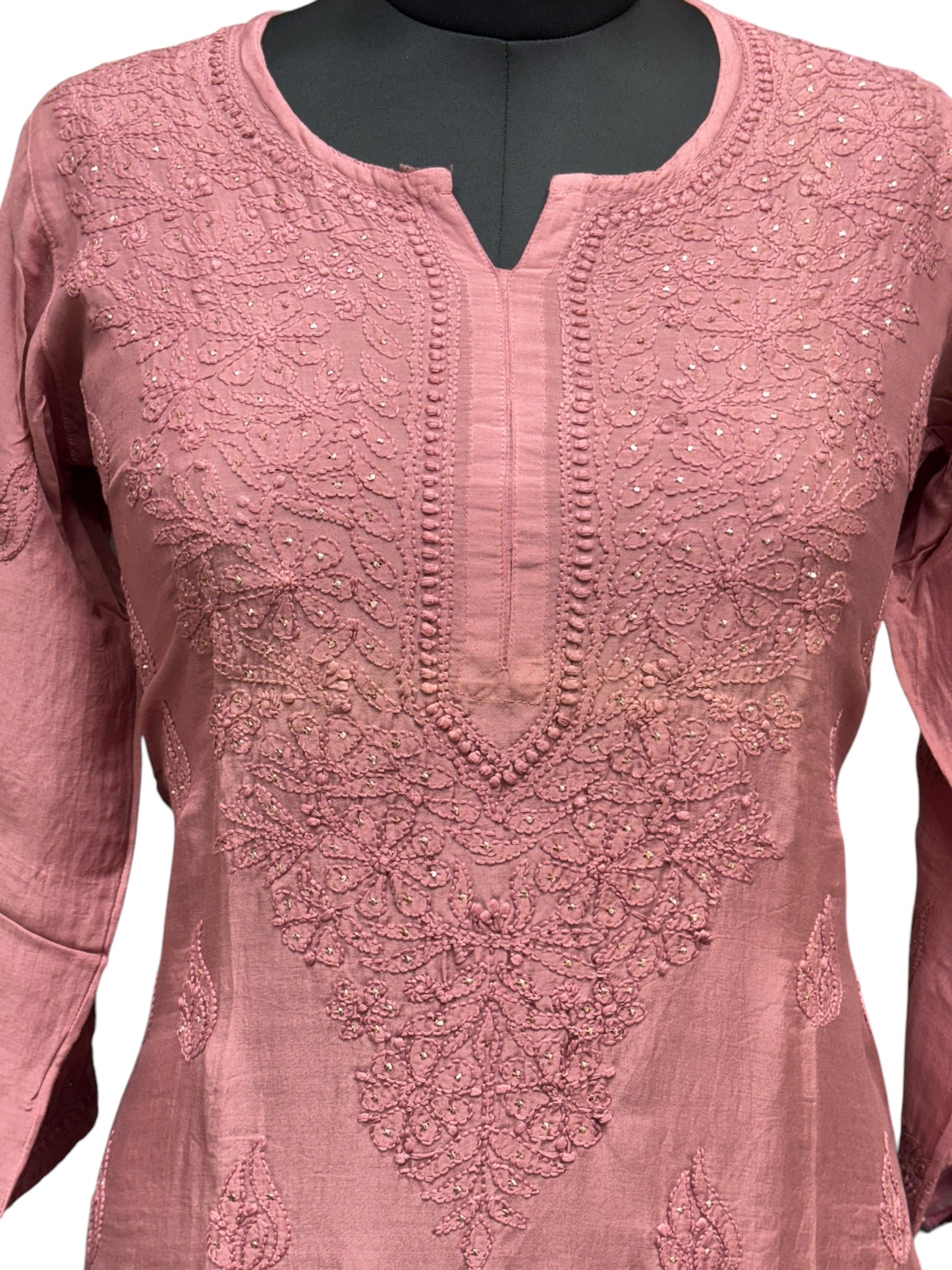 Stunning Muslin Kurti with Mukaish & Self-Thread Shadow Embroidery