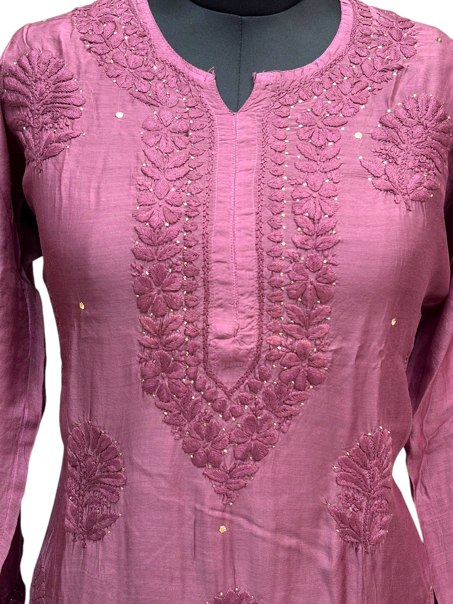 Stunning Muslin Kurti with Mukaish & Self-Thread 3D Embroidery