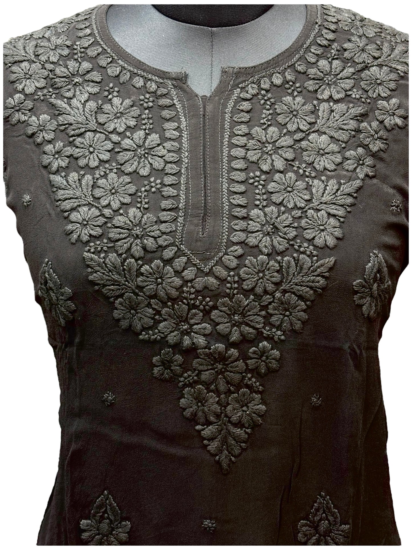 Premium Black Viscos Short Kurti With Fine 3D Embroidery