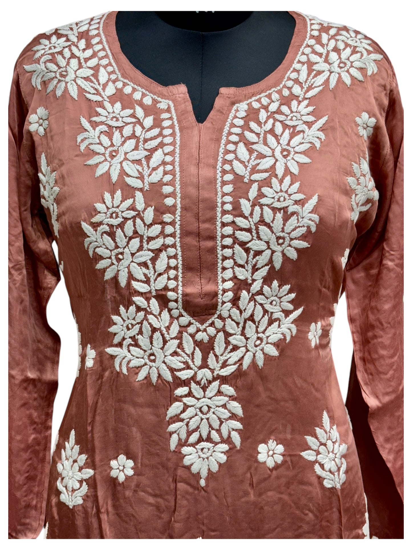 Premium Modal Satin Kurti With 3D Embroidery