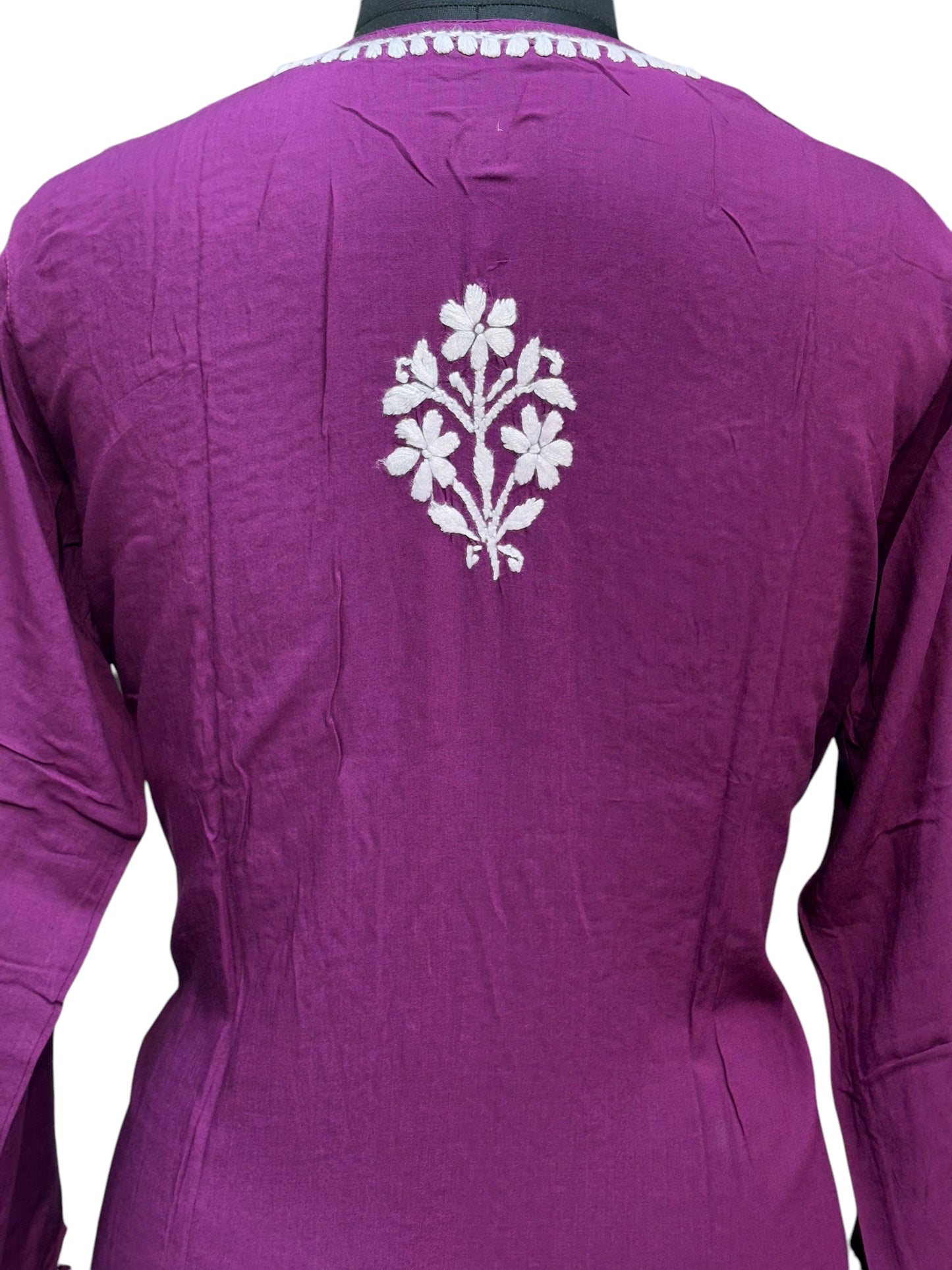 Modal Chikankari Kurti with Delicate White Embroidery