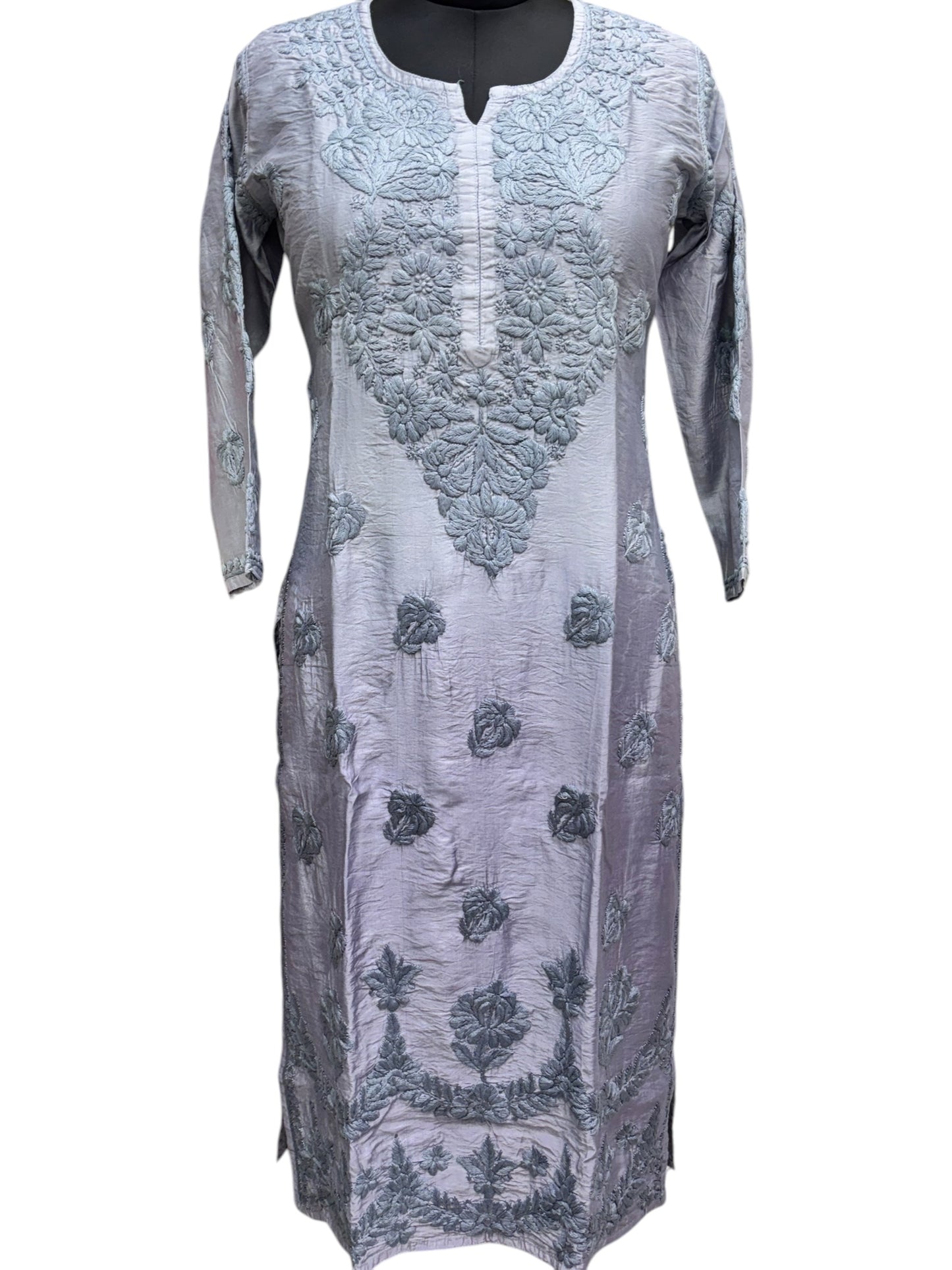 Exquisite Matka Silk Ombre Kurti with 3D Embroidery