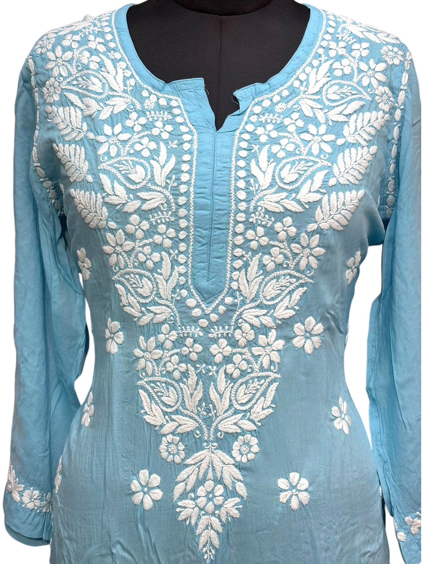 Modal Chikankari Kurti with Delicate White Embroidery