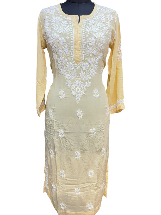 Modal Chikankari Kurti with Delicate White Embroidery