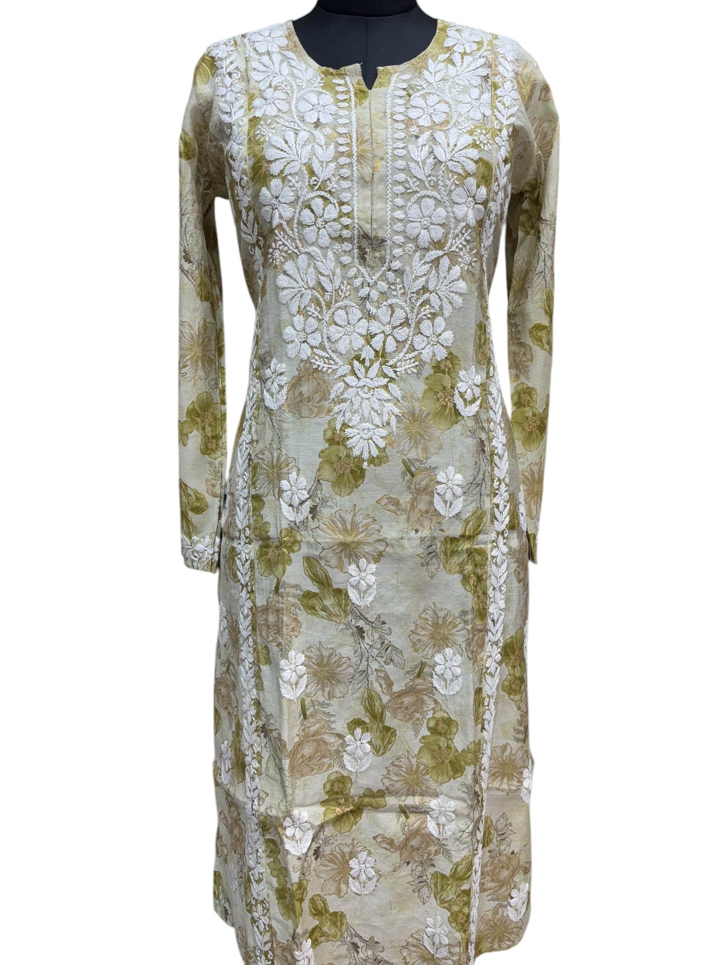 Stunning Muslin Embosed Print Kurti with Resham-Thread Embroidery – Elevate Your Ethnic Wardrobe