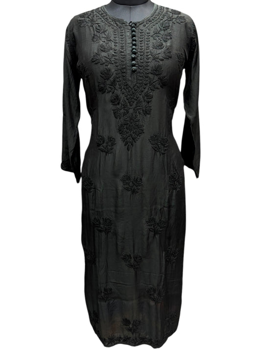 Stunning Muslin Black Kurti with Self-Thread 3D Embroidery – Elevate Your Ethnic Wardrobe