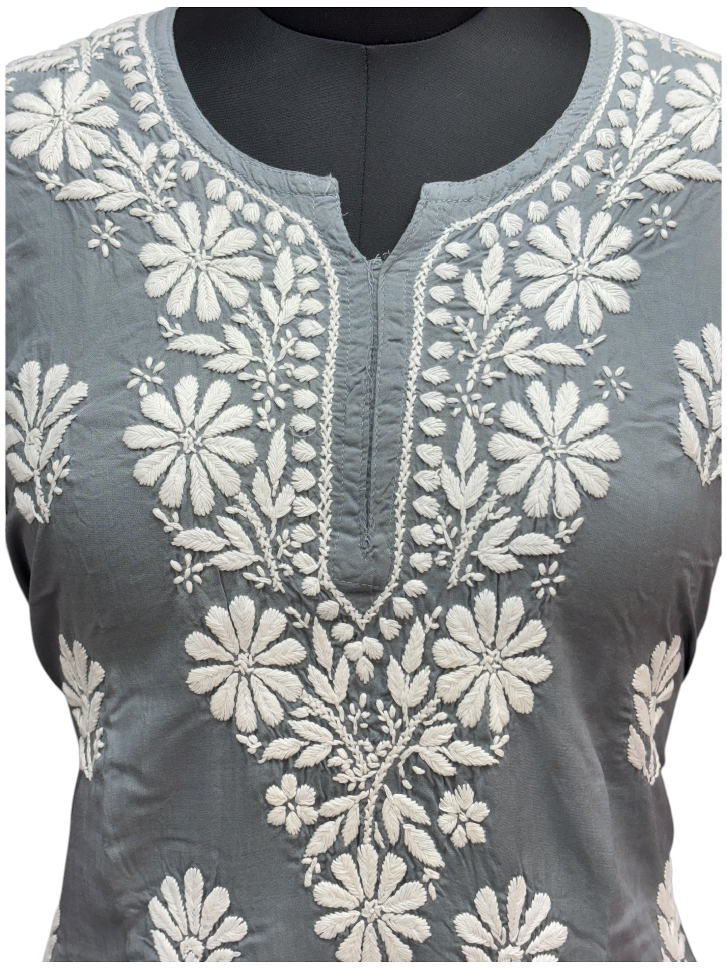 Soft Modal Short Kurti with White Embroidery - Perfect blend of comfort and style