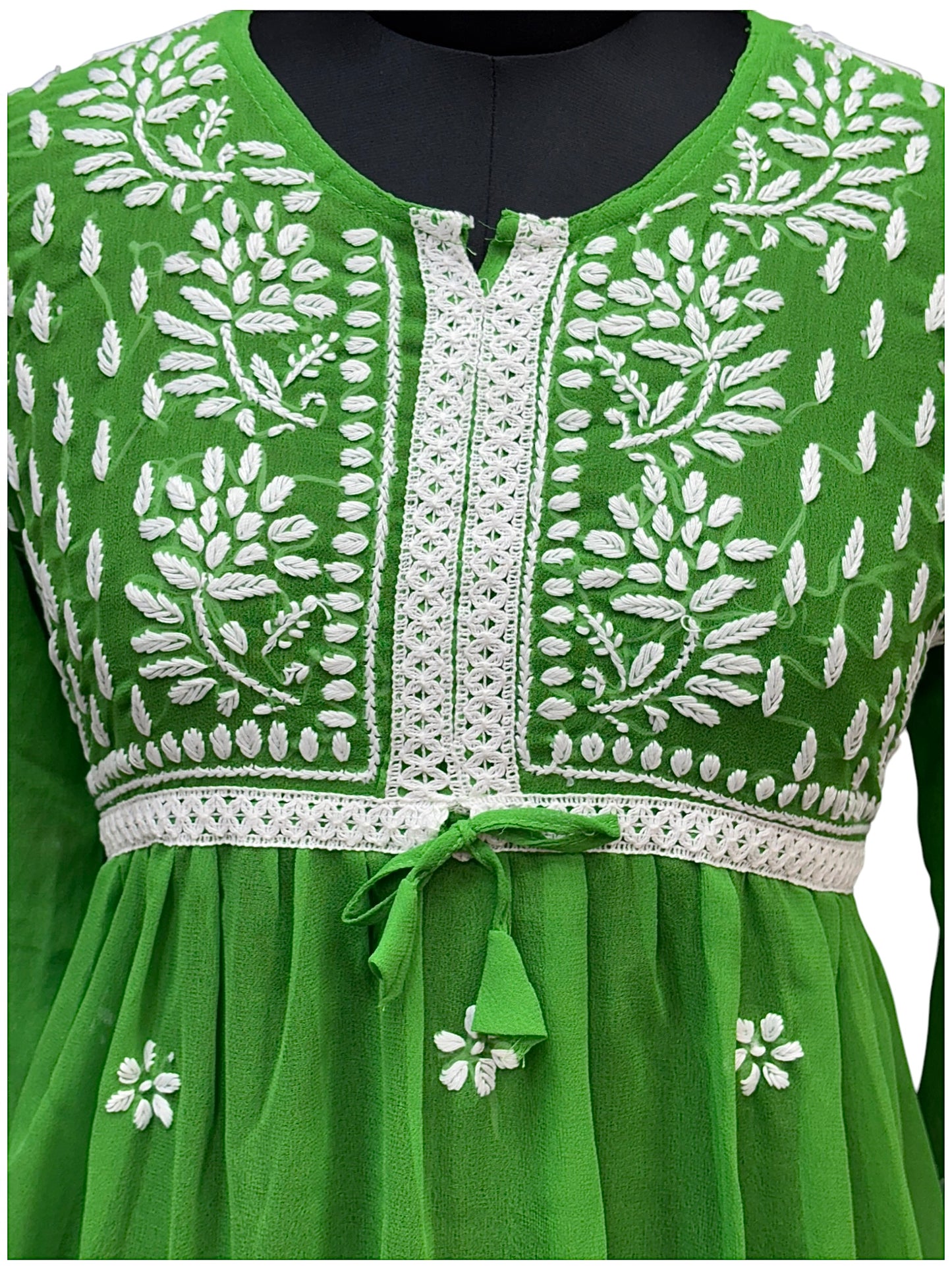 Georgette Short Tunic with White Embroidery