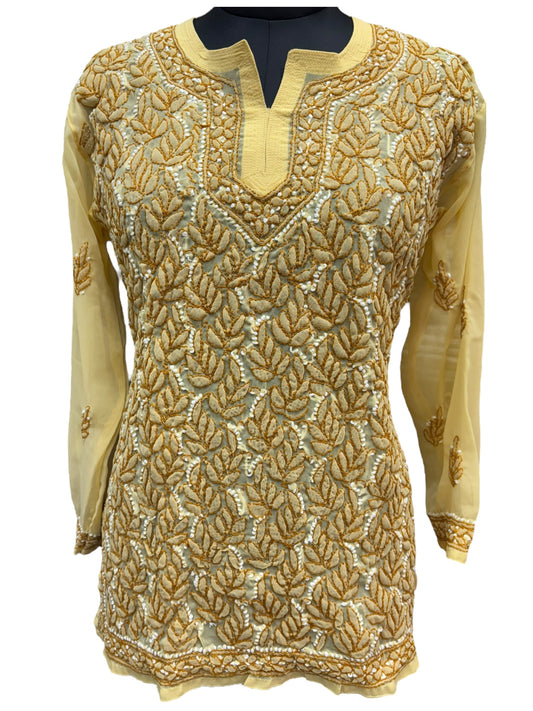 Georgette Short Tunic with Fine Shadow Embroidery