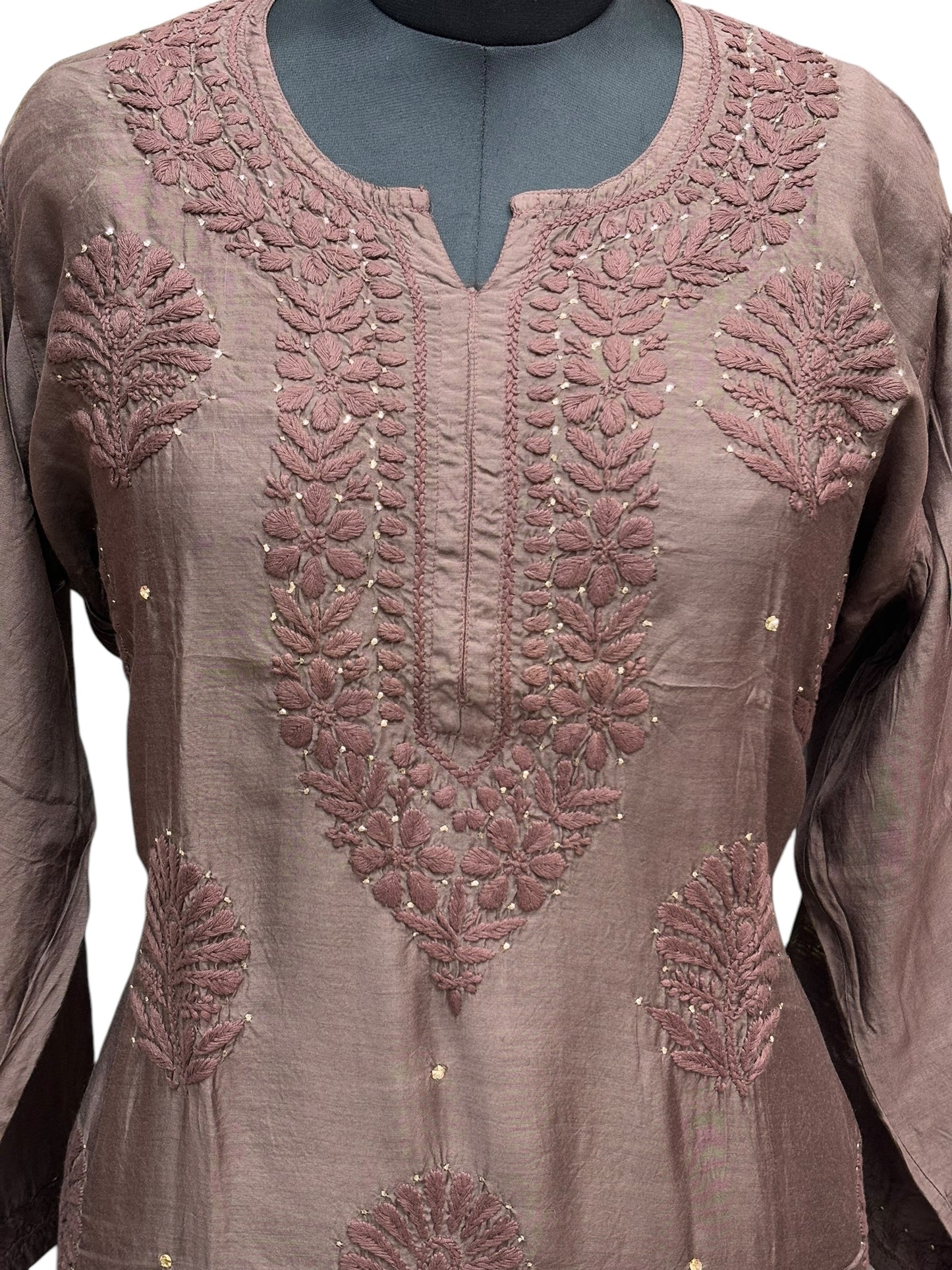 Stunning Muslin Kurti with Mukaish & Self-Thread 3D Embroidery