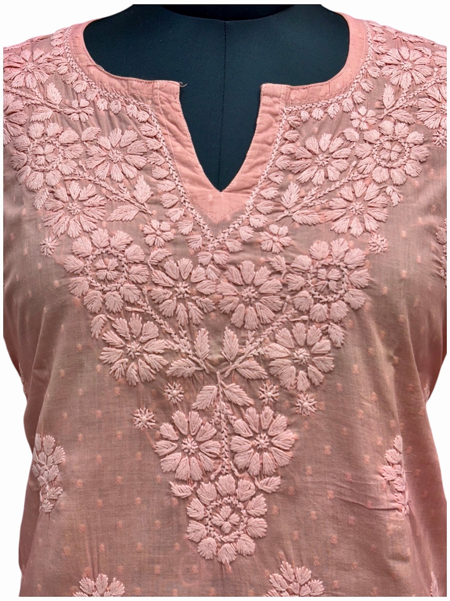 Pure Dobby Cotton Short Kurti With 3D Embroidery
