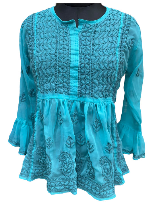 Georgette Short Tunic with Fine Shadow Embroidery
