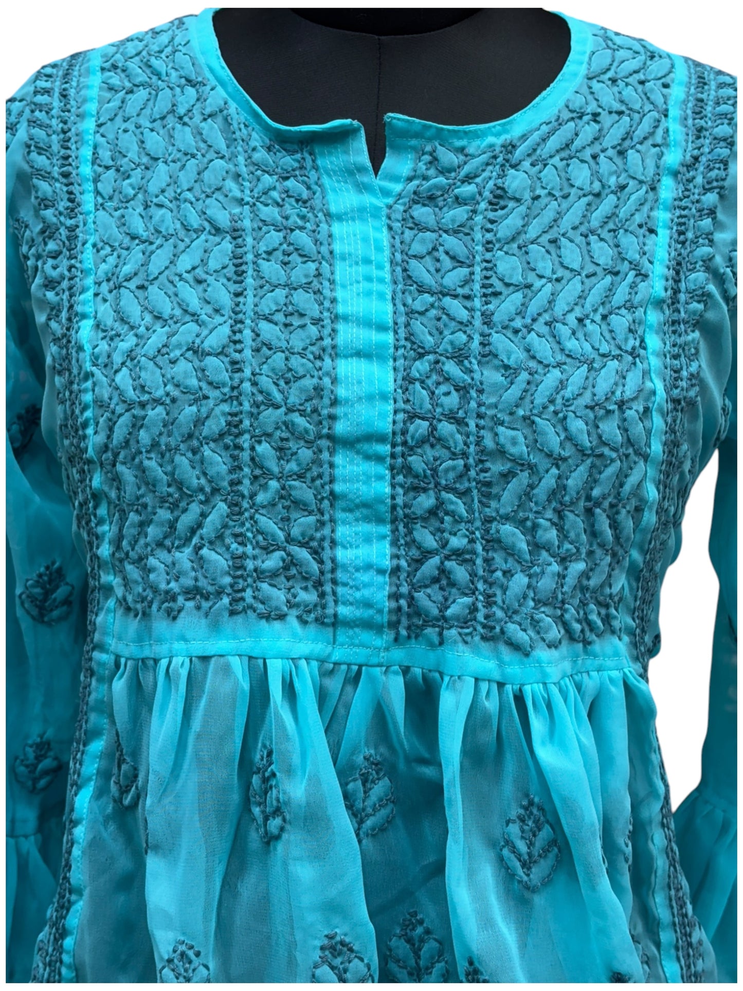 Georgette Short Tunic with Fine Shadow Embroidery