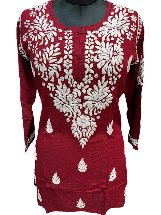 Soft Modal Short Kurti with White Embroidery - Perfect blend of comfort and style