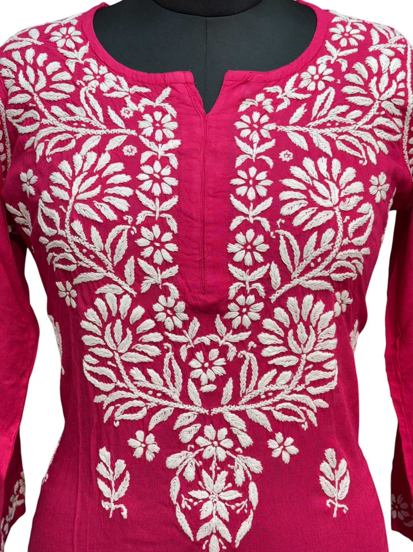 Modal Chikankari Kurti with Delicate White Embroidery