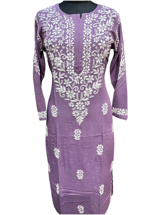 Modal Chikankari Kurti with Delicate White Embroidery