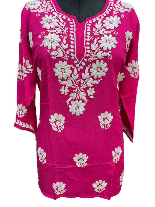 Soft Modal Short Kurti with White Embroidery - Perfect blend of comfort and style