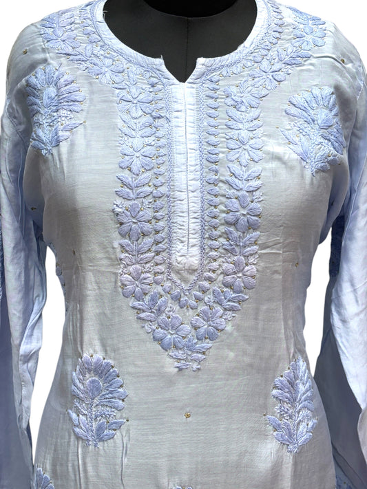 Stunning Muslin Kurti with Mukaish & Self-Thread 3D Embroidery