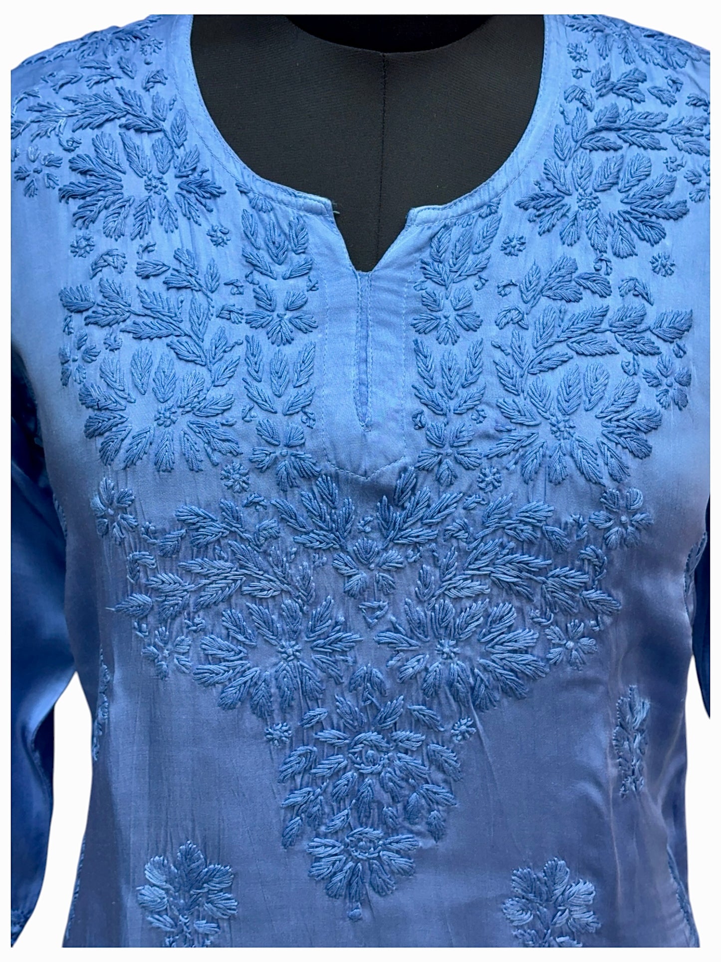 Premium Modal Satin Short Kurti With 3D Embroidery