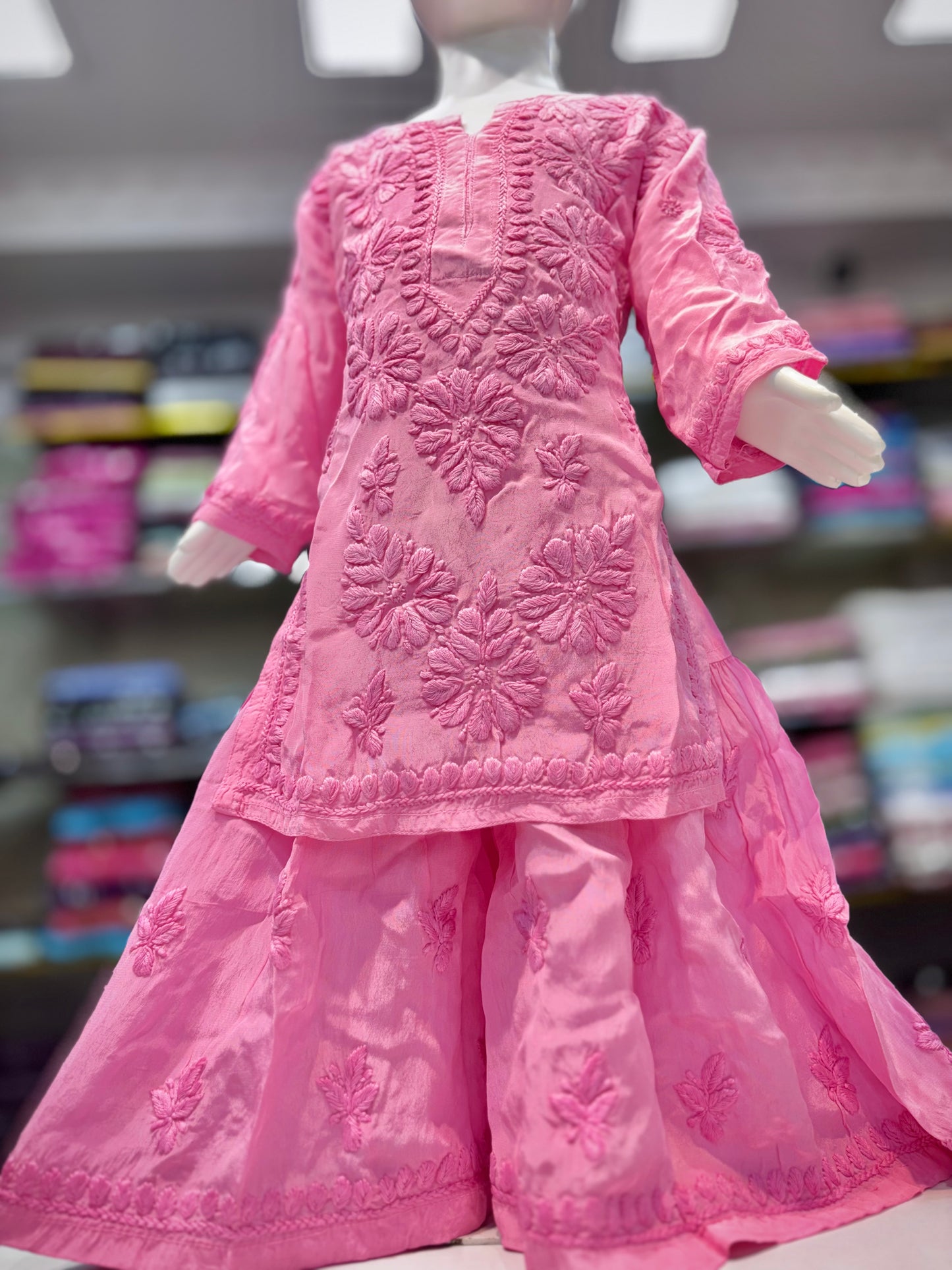 Exclusive American Crepe Kids Sharara Set With 3d Embroidery