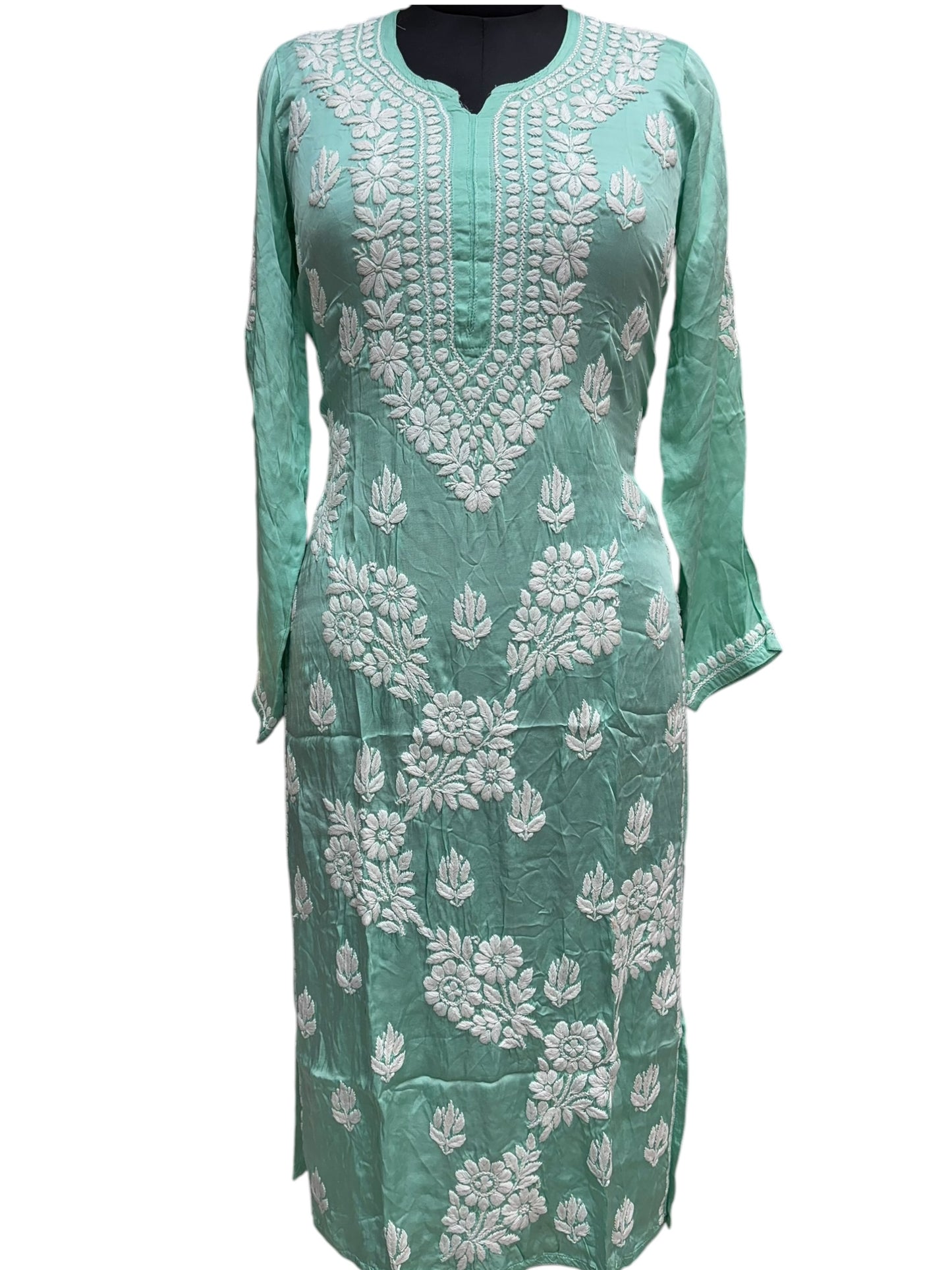 Premium Modal Satin Kurti With 3D Embroidery