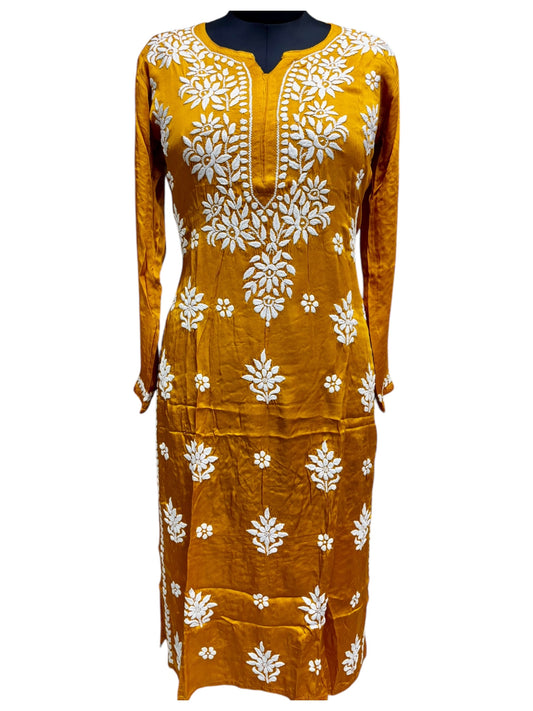 Premium Modal Satin Kurti With 3D Embroidery