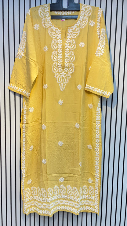 Pure Modal 42 Size Kurtis with Resham thread & 3d Embroidery🪡