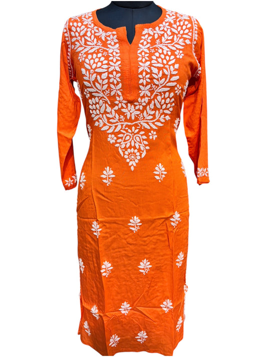 Modal Chikankari Kurti with Delicate White Embroidery
