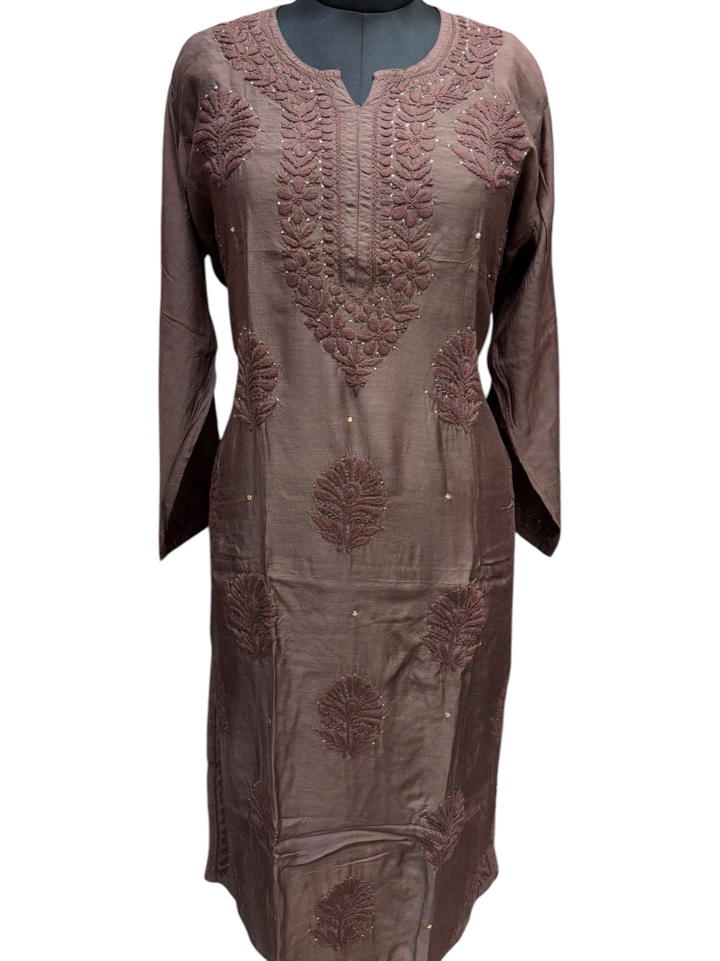Stunning Muslin Kurti with Mukaish & Self-Thread 3D Embroidery