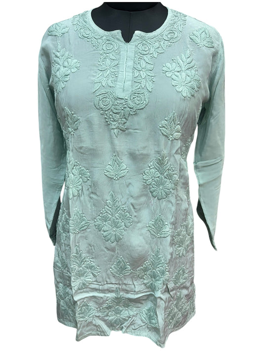 Premium American Crepe Short Top With 3D Embroidery - Experience Unique Elegance