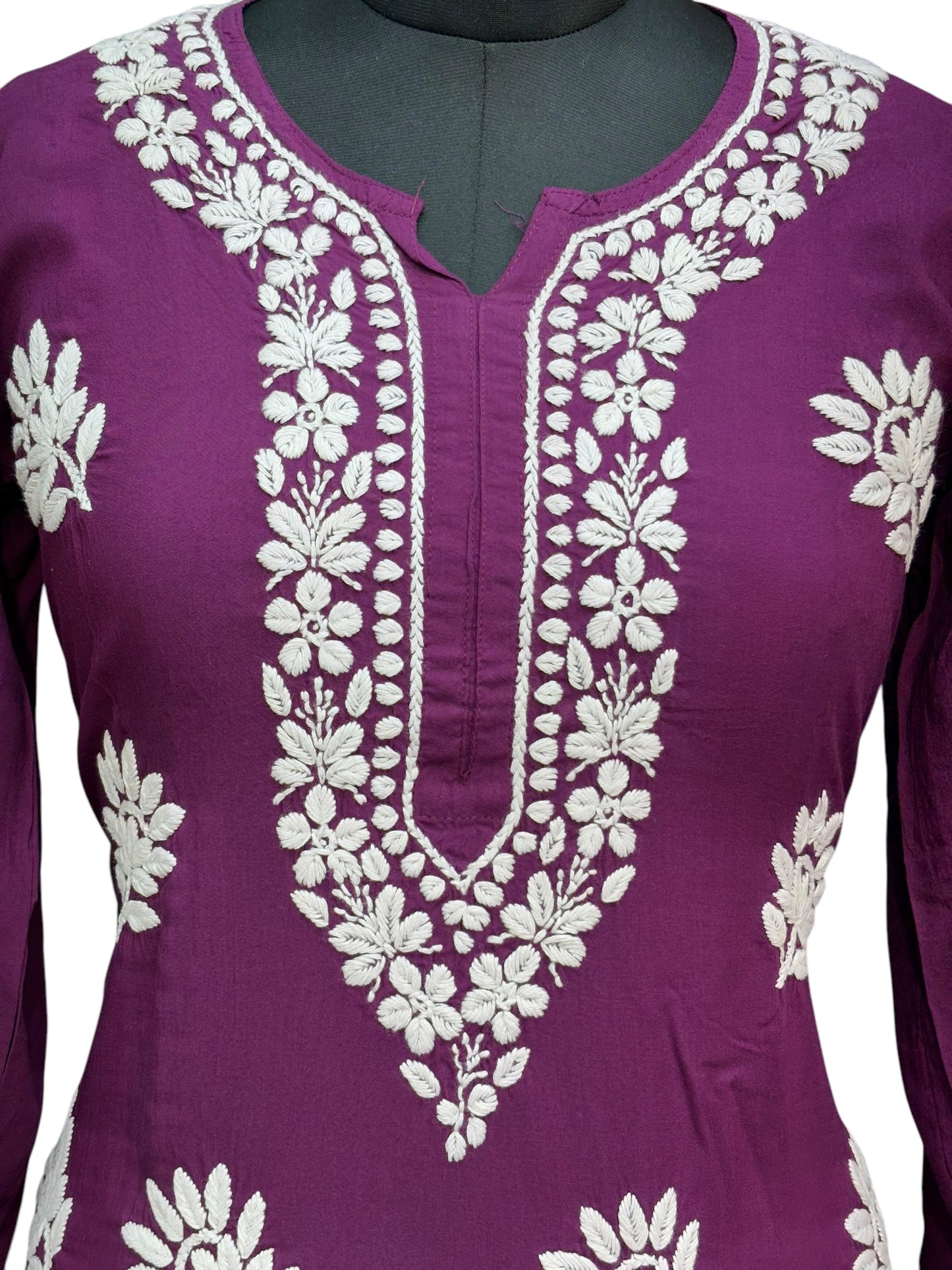 Modal Chikankari Kurti with Delicate White Embroidery