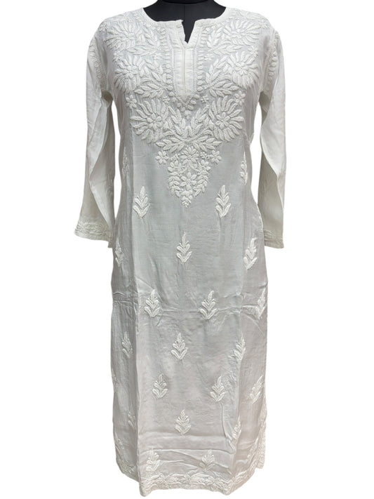 Stunning Muslin White Kurti with Self-Thread 3D Embroidery – Elevate Your Ethnic Wardrobe