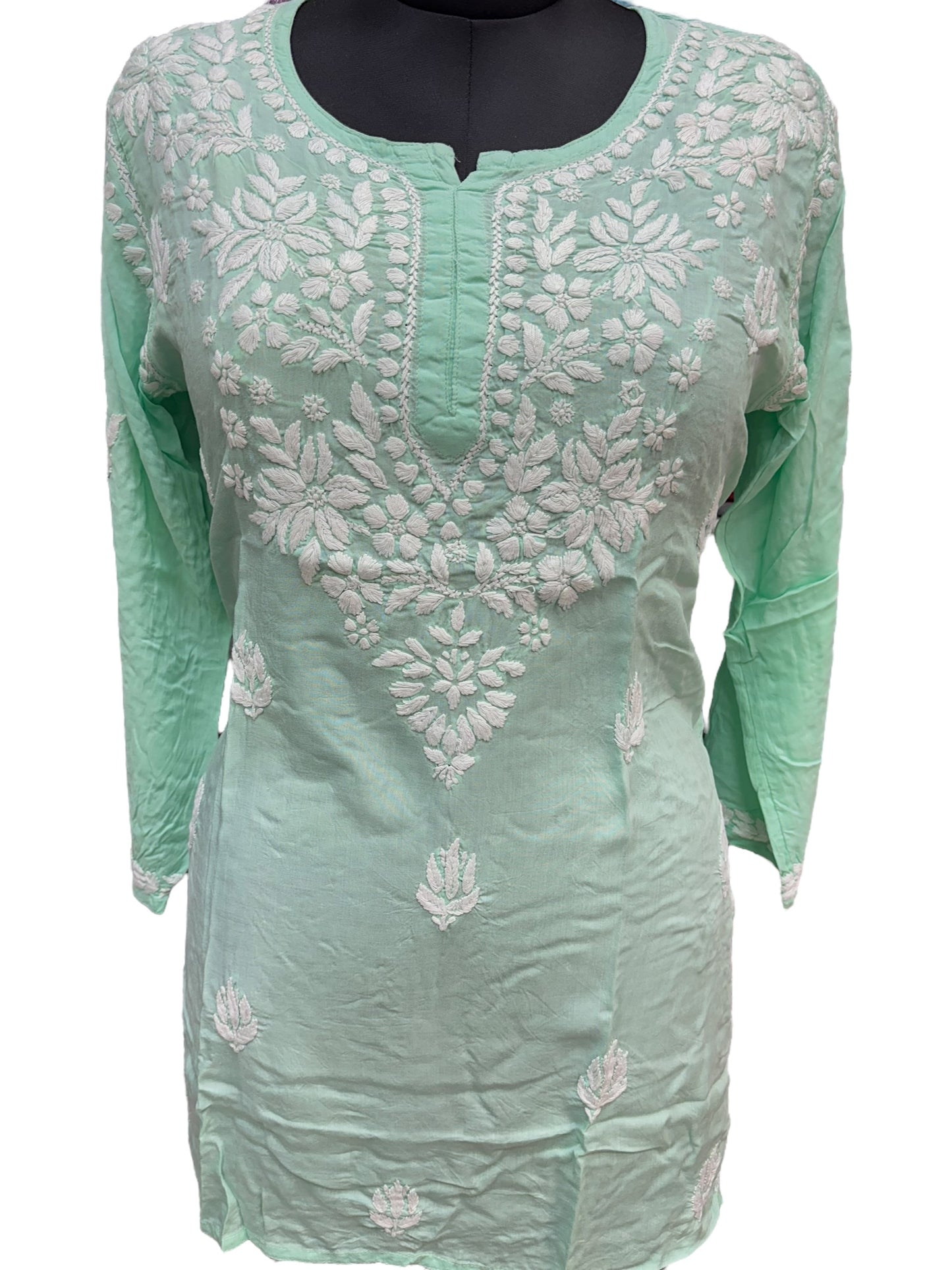 Soft Modal Short Kurti with White Embroidery - Perfect blend of comfort and style