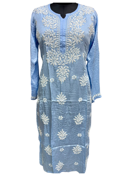 Premium Modal Satin Kurti With 3D Embroidery