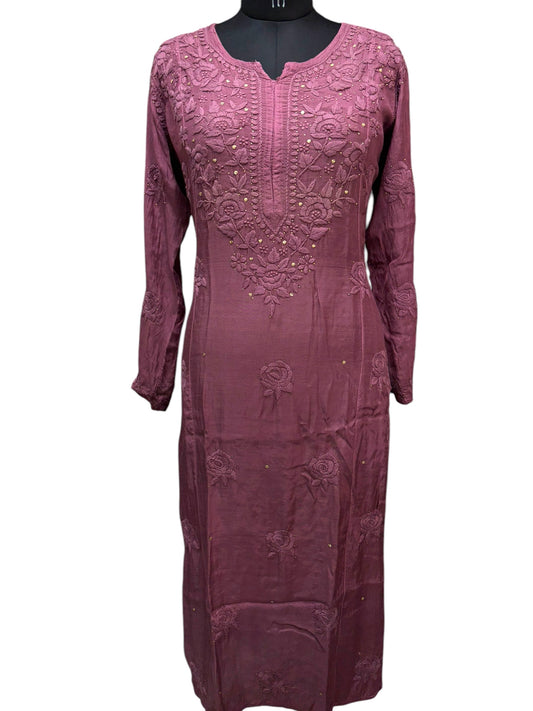 Stunning Muslin Kurti with Mukaish & Self-Thread 3D Embroidery